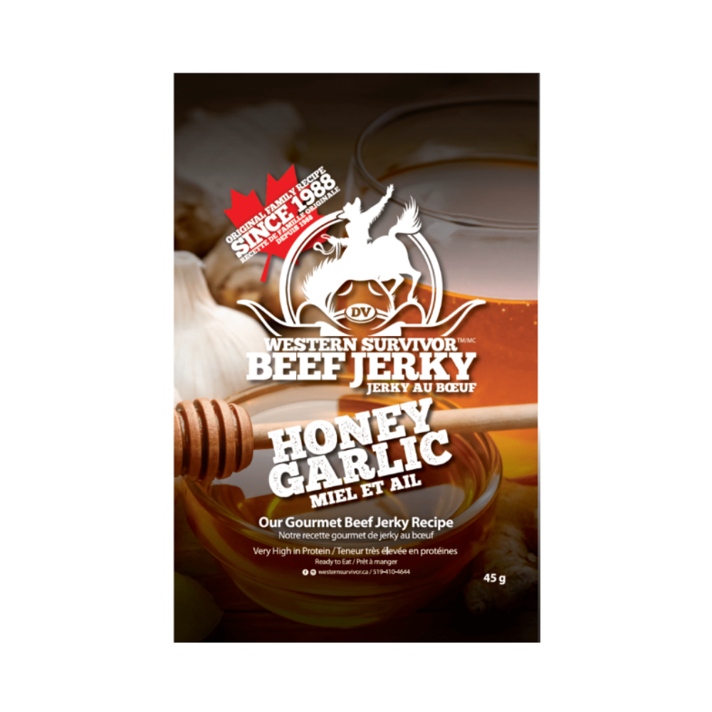 Jerky de bœuf Western Survivor au miel et à l'ail 45 g